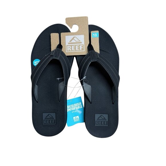 REEF FLIP FLOP SANDALS BOTTLE OPENER BLACK ELEMENT MENS 13 TQT OUTDOOR BEACH NEW - Picture 1 of 4